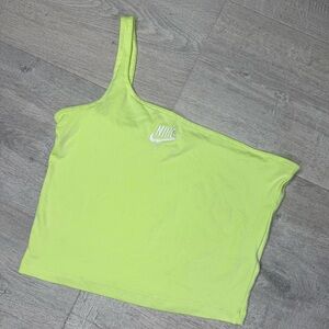 Nike Women's Neon Green One-Shoulder Crop Top